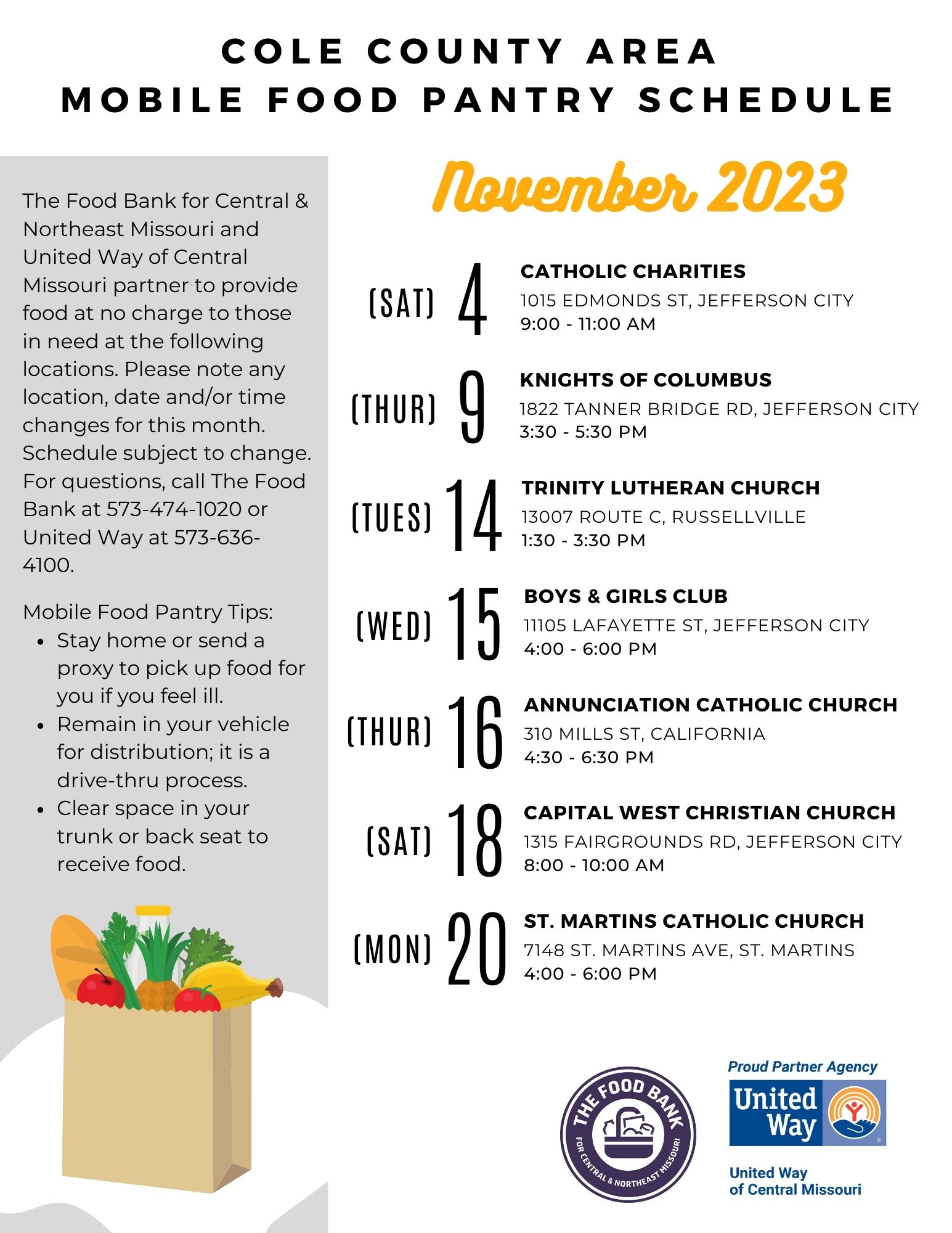 November Mobile Food Pantry