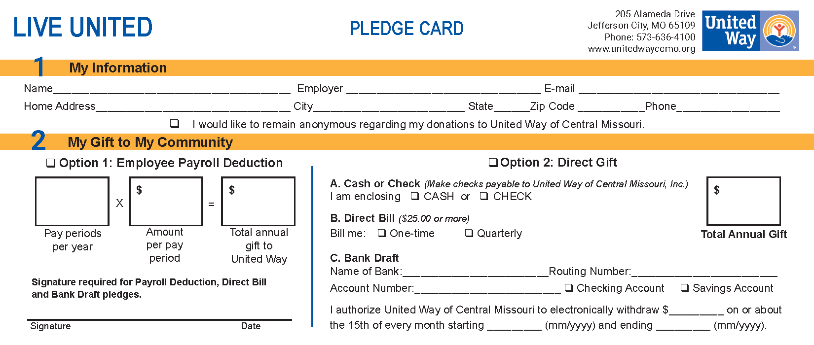 pledge card